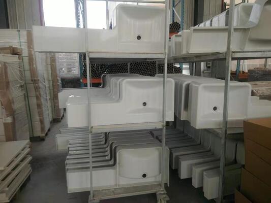 custom size SMC P-basin P-shape SMC bathroom sink  one-piece molded SMC vanity basin